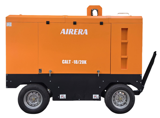 Shanghai Rotorcomp CALT-18/20K Diesel-aangedreven schroefcompressor voor optimale prestaties bij extreme 55 °C omgevingstemperatuur